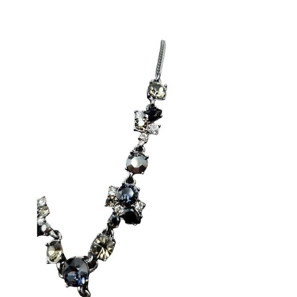 Givenchy Elegant Black & Clear Rhinestone Teardrop Statement Necklace 20" VTG - Picture 8 of 16